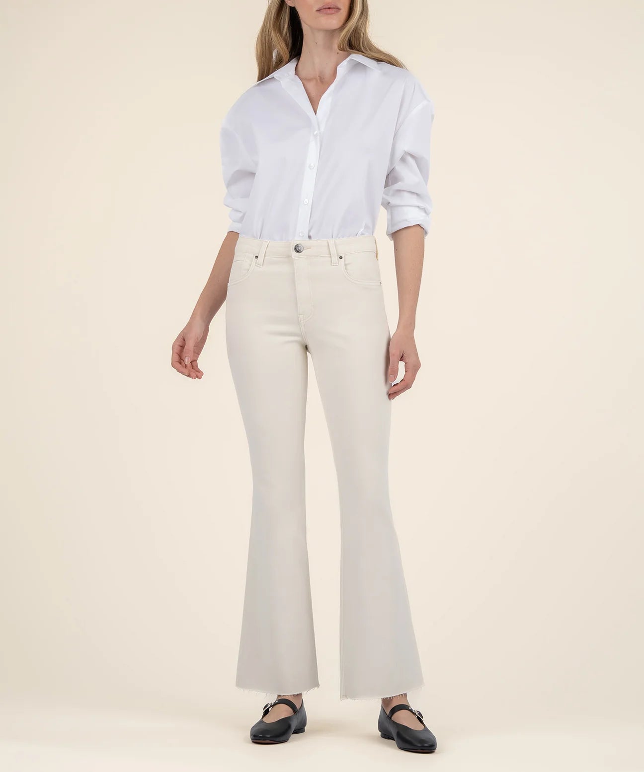 Stella High Rise Flare in Ecru