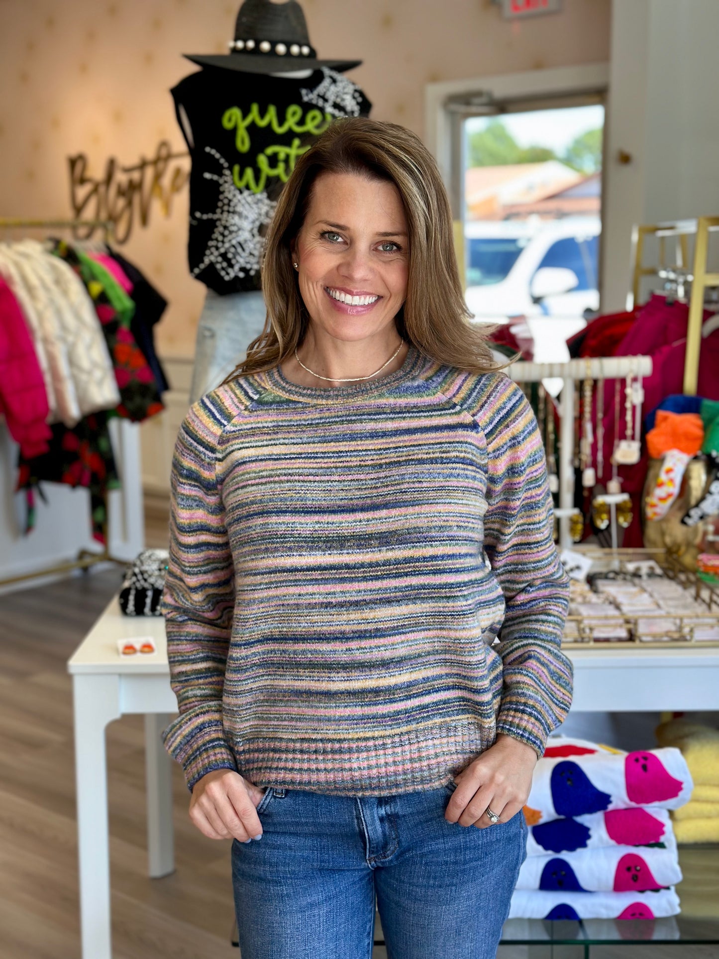 Balloon Sleeve Crew Neck Sweater