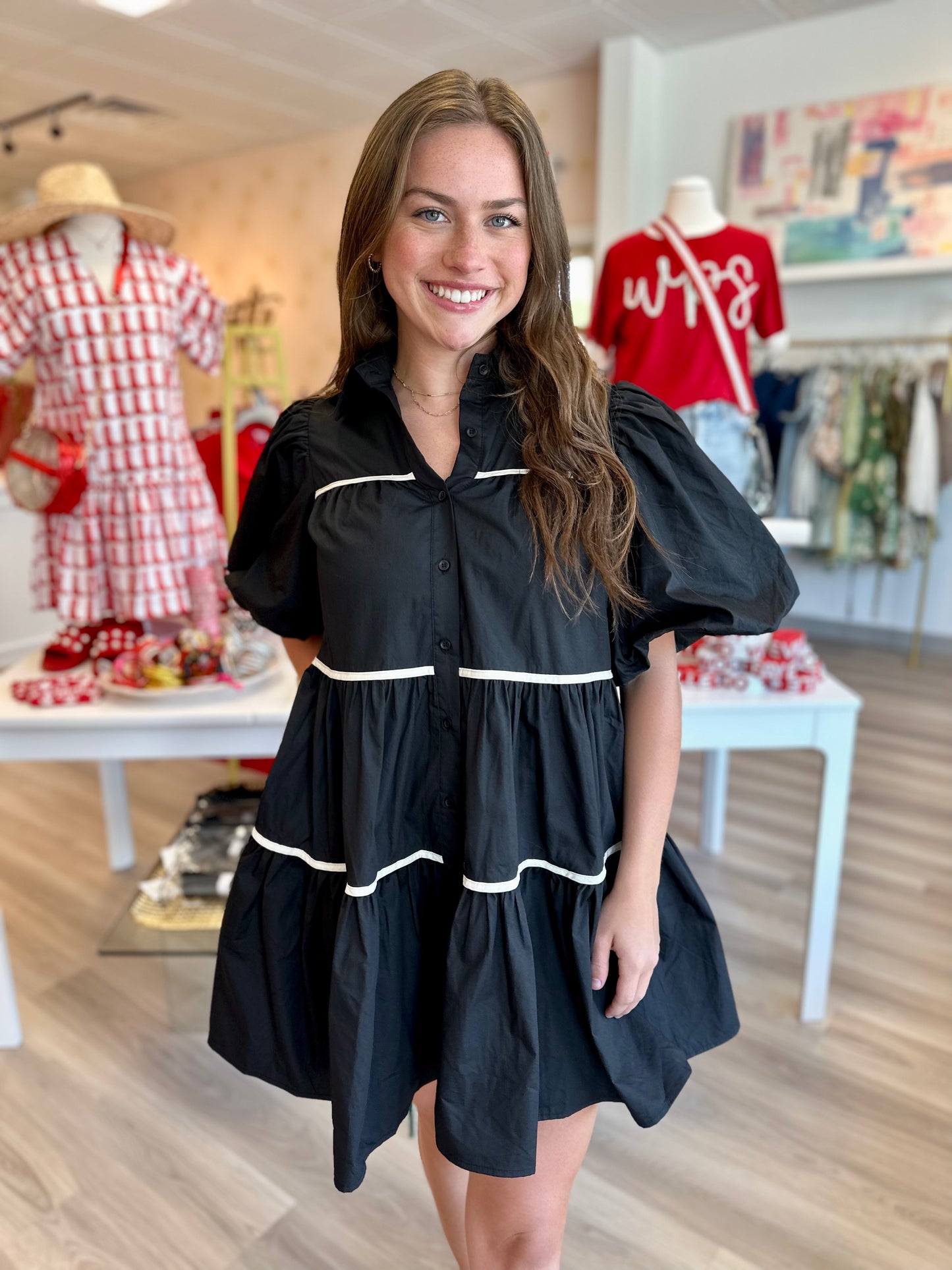 Binding Mini Dress in Black