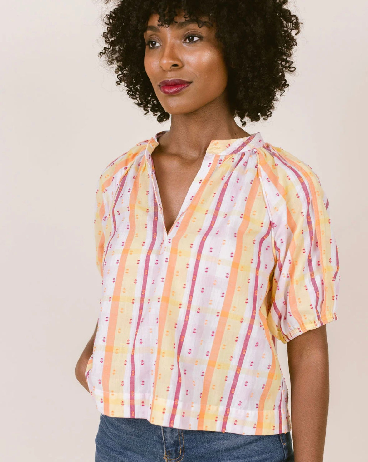 Henley Blouse in Candy