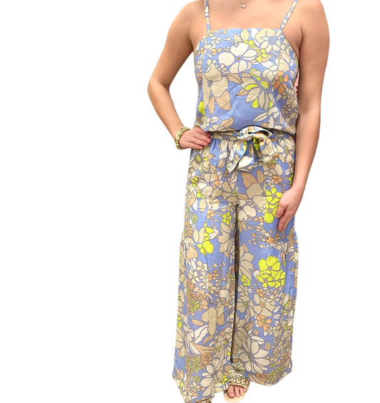 Wide Pants in Blue Floral