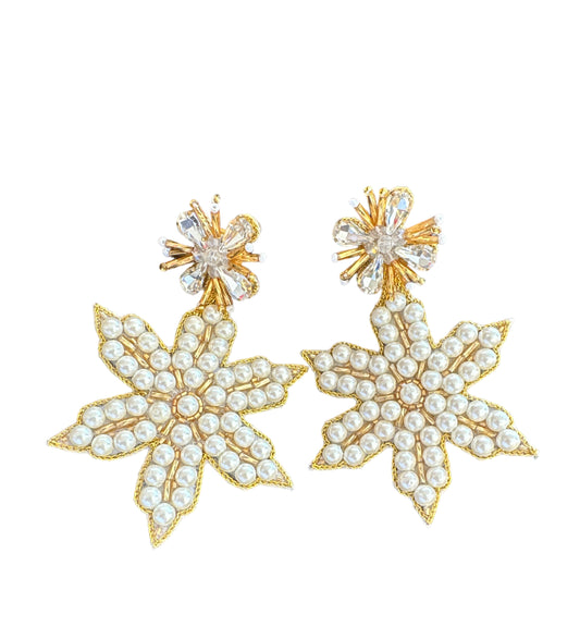 Christmas Pearl Snowflake Earrings