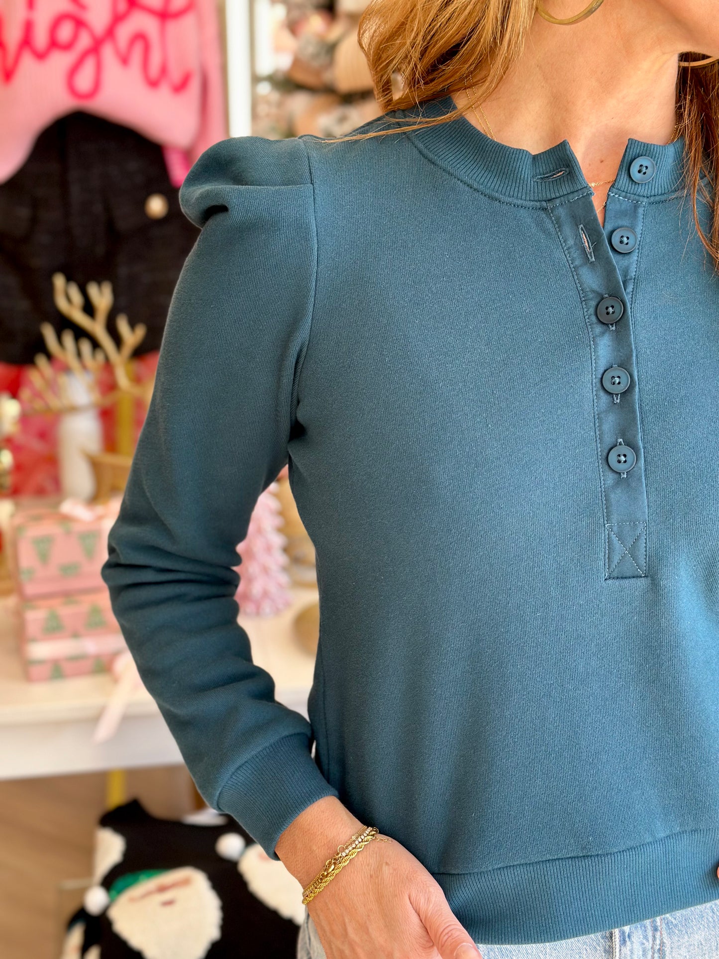 Shaya Henley Sweatshirt in Azure