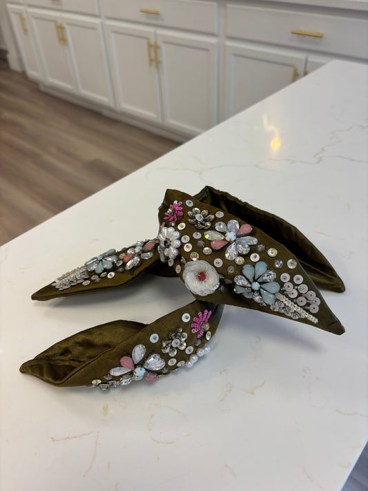 Olive Beaded Headband