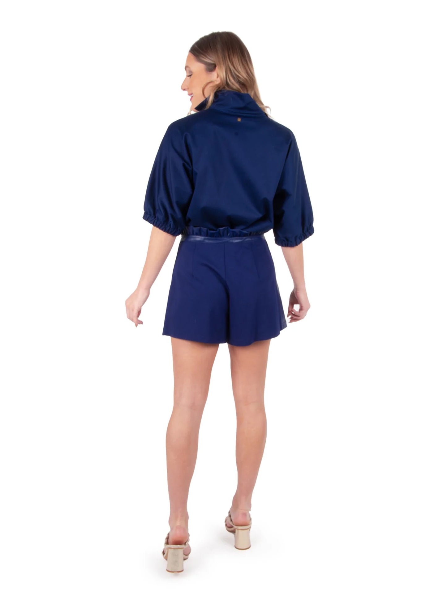 FINAL SALE Ruffle Short in Navy Ponte