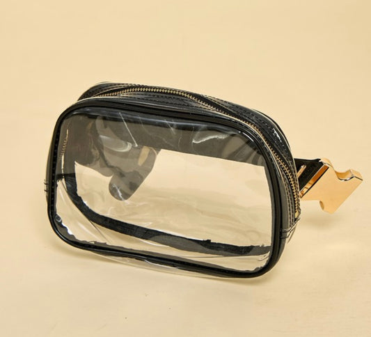 FINAL SALE Clear Game Day Fanny Pak in Black