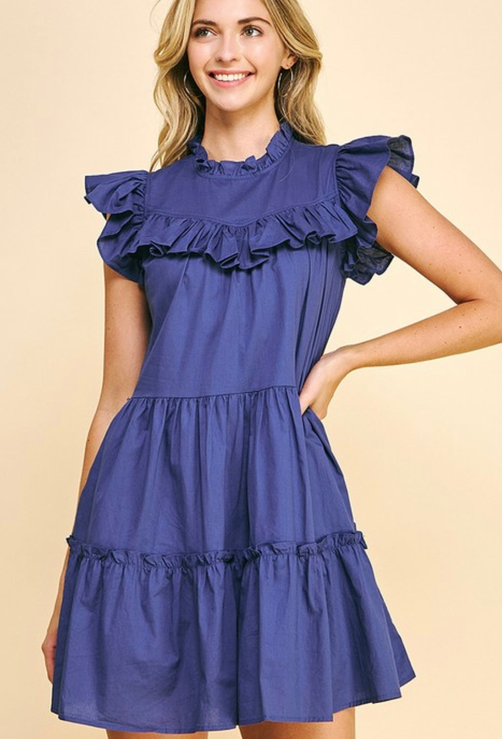 Tiered Ruffle Dress in Blue