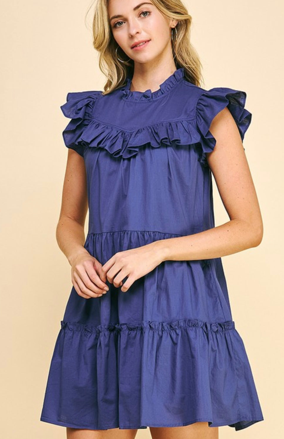 Tiered Ruffle Dress in Blue
