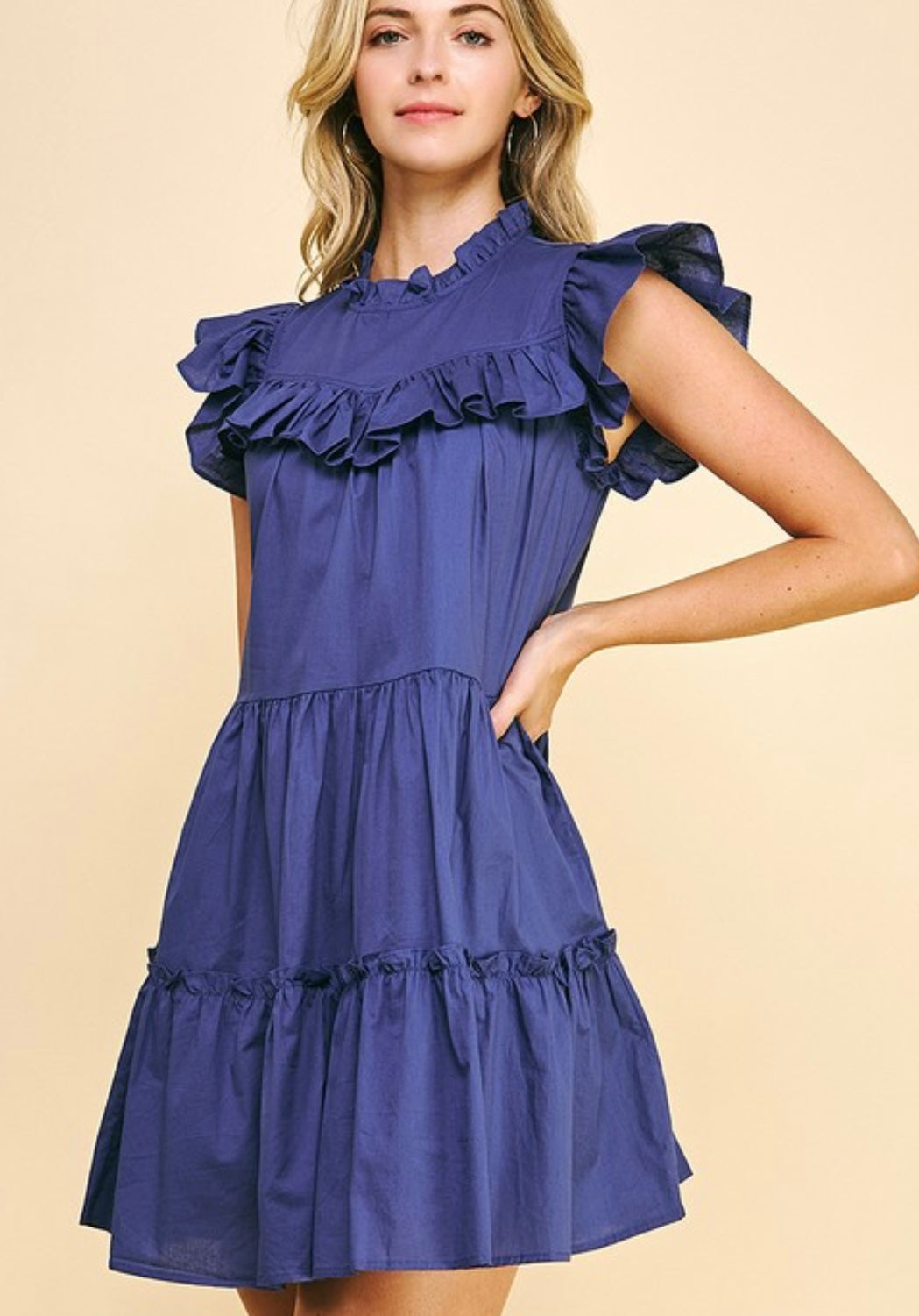 Tiered Ruffle Dress in Blue