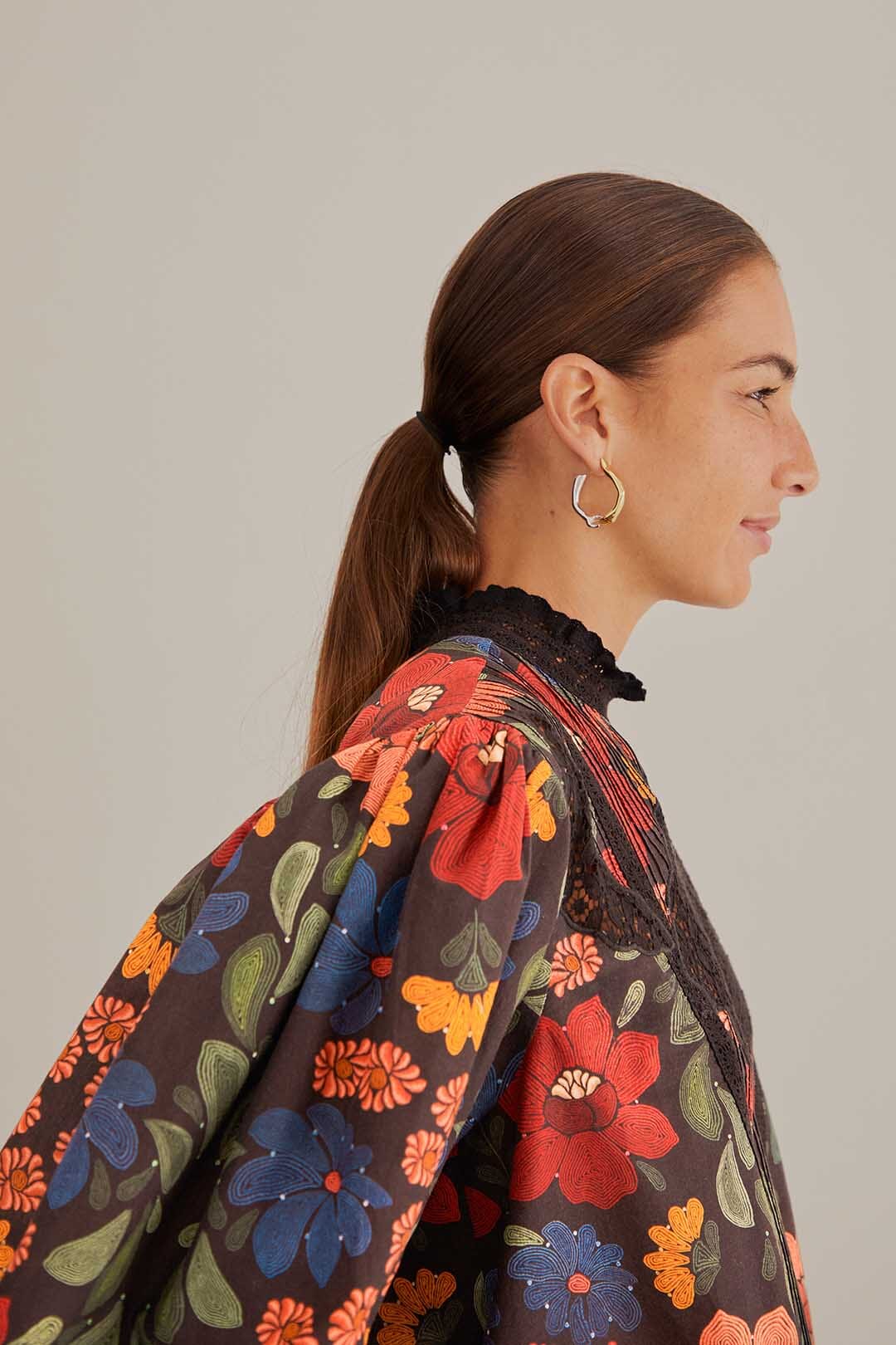 Stitched Garden Short Sleeve Blouse