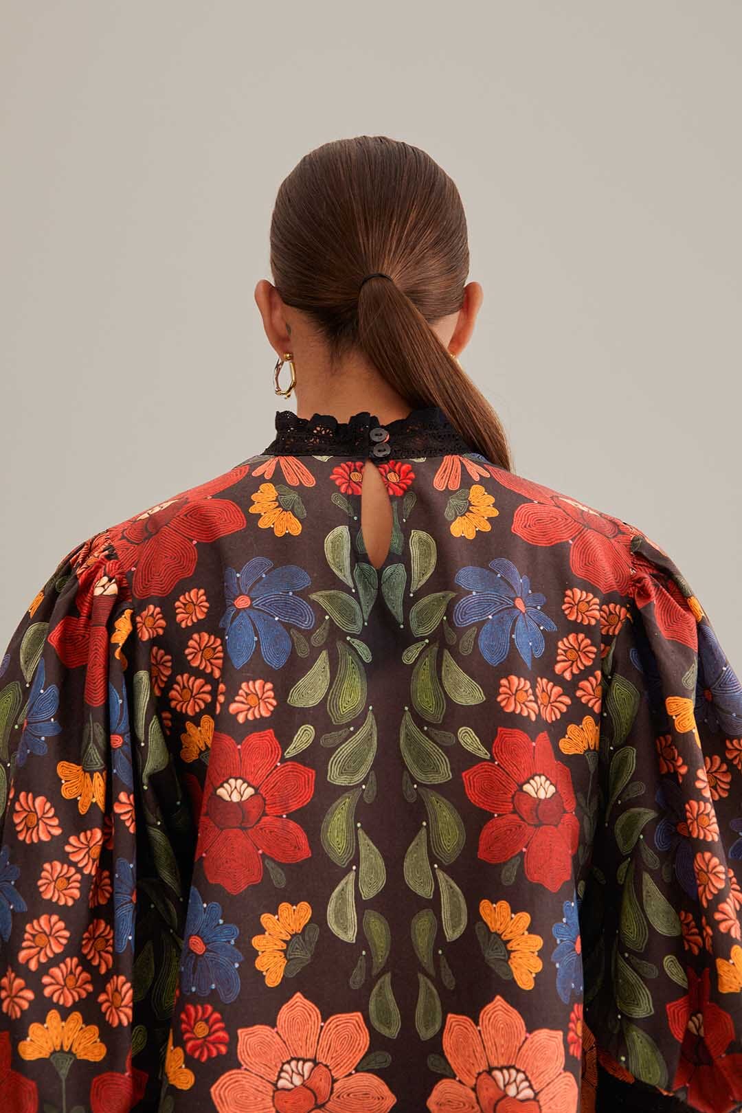 Stitched Garden Short Sleeve Blouse