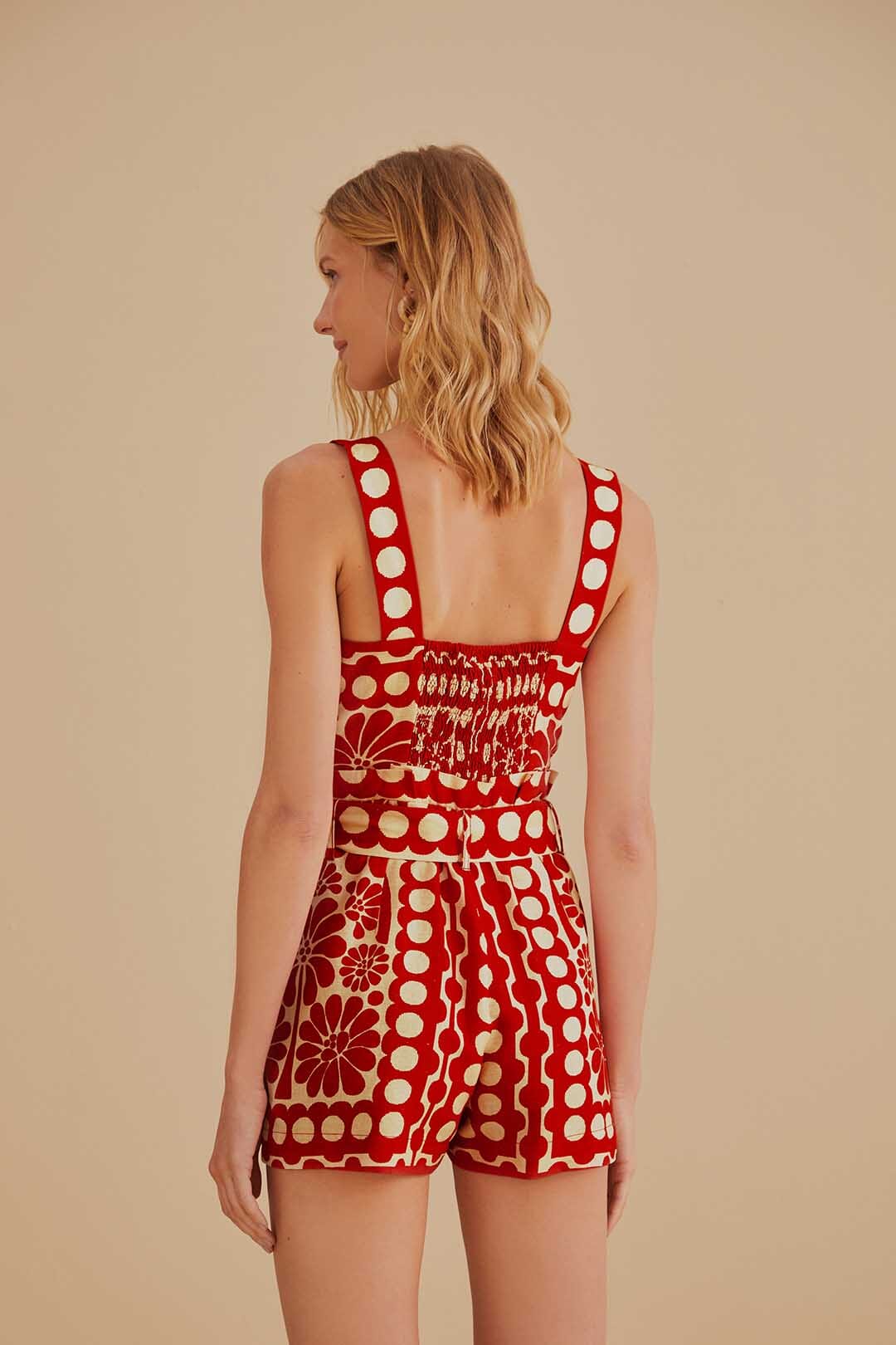 Palermo Red Sleeveless Romper