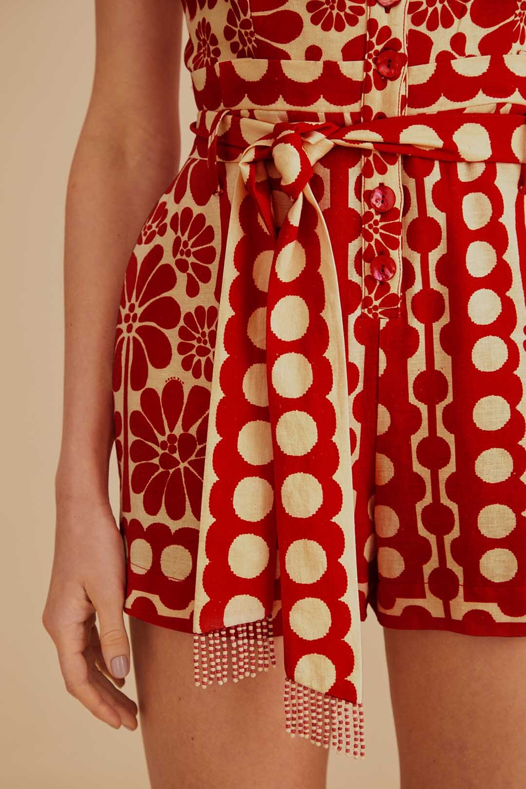 Palermo Red Sleeveless Romper