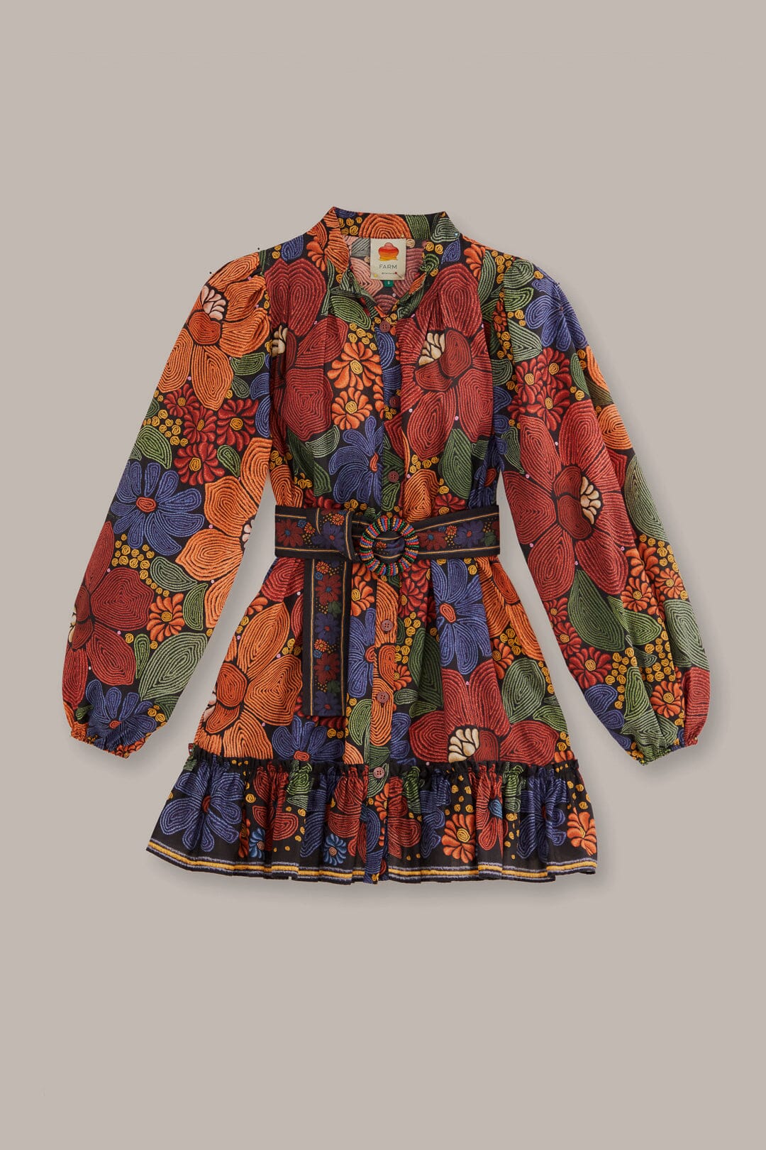 Stitched Flowers Long Sleeve Dress