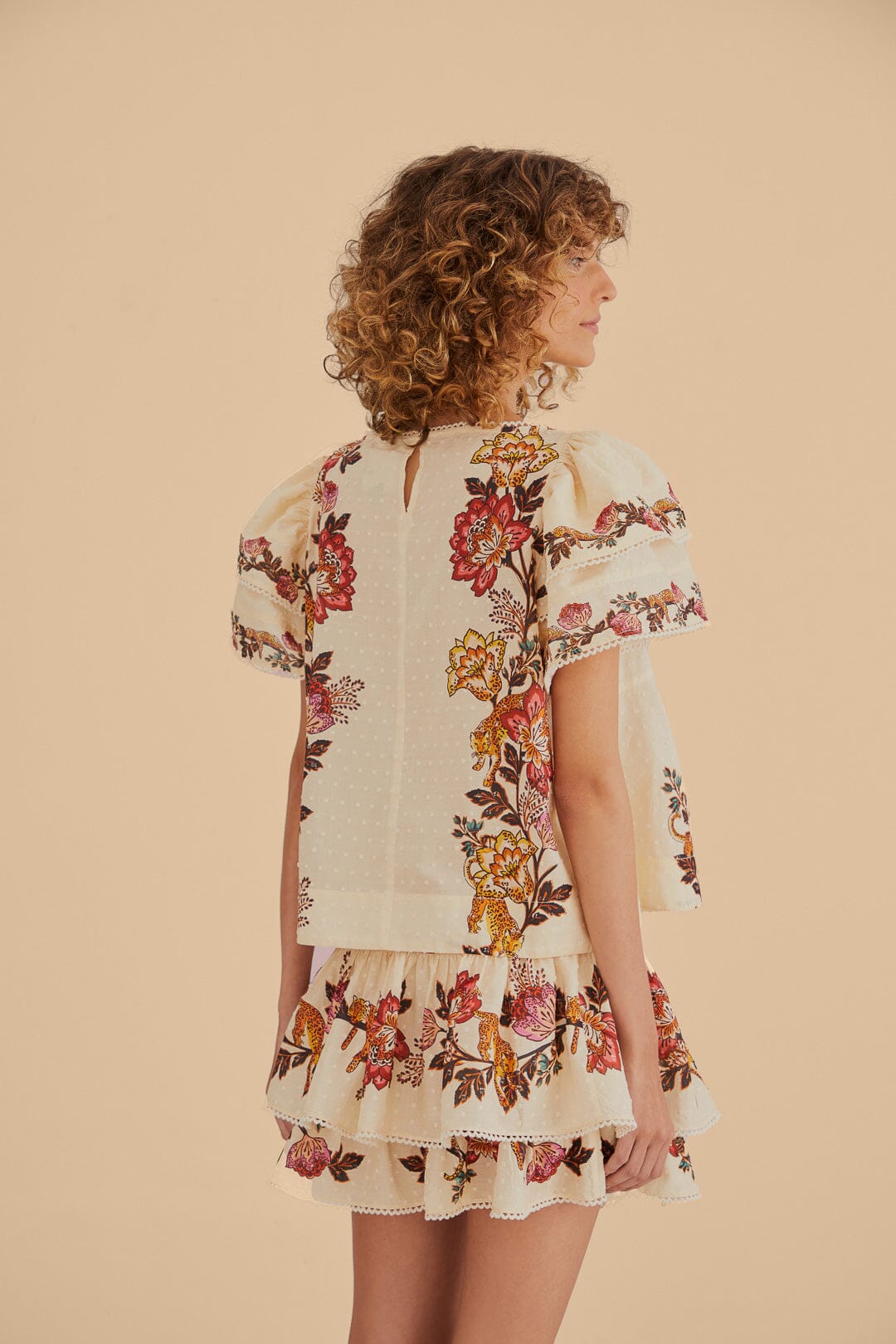 Leopard Flowers Sand Blouse