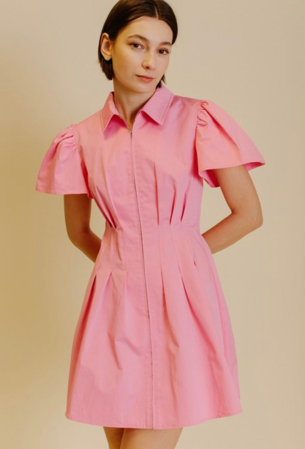 Pink Mini Dress w/Zipper.