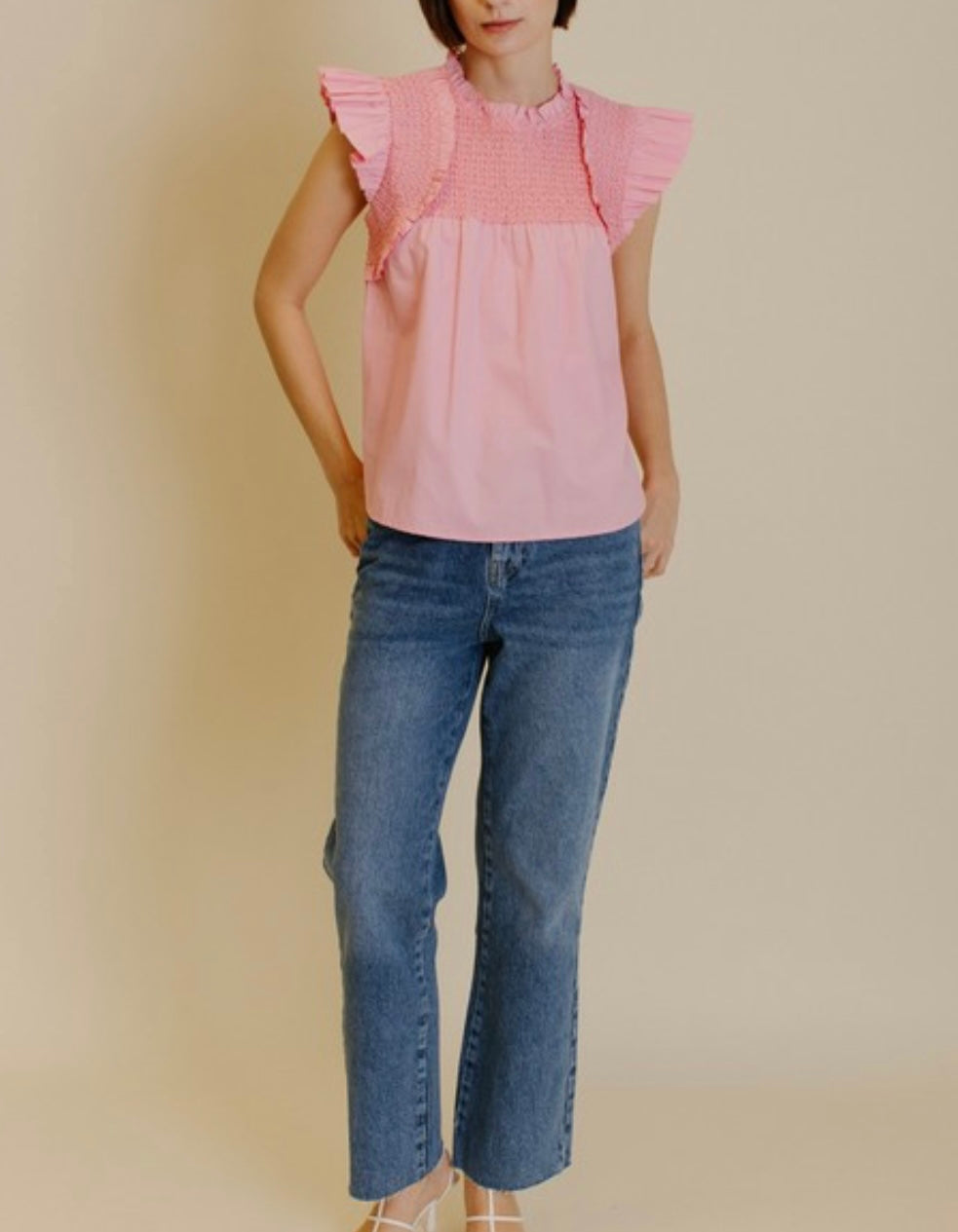 Flutter Sleeve Top in Pink