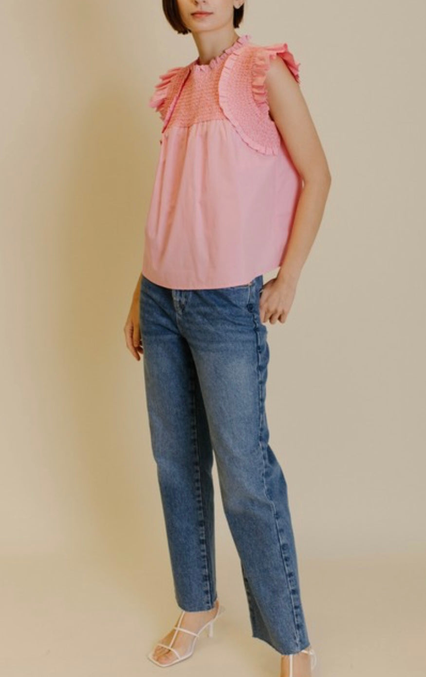 Flutter Sleeve Top in Pink