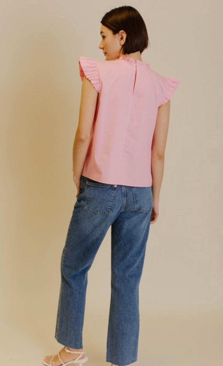 Flutter Sleeve Top in Pink