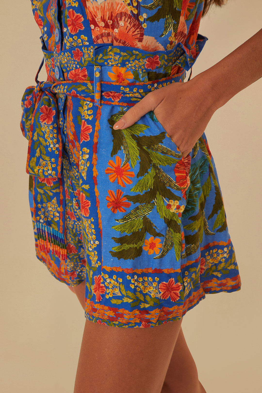 Stitched Garden Blue Romper