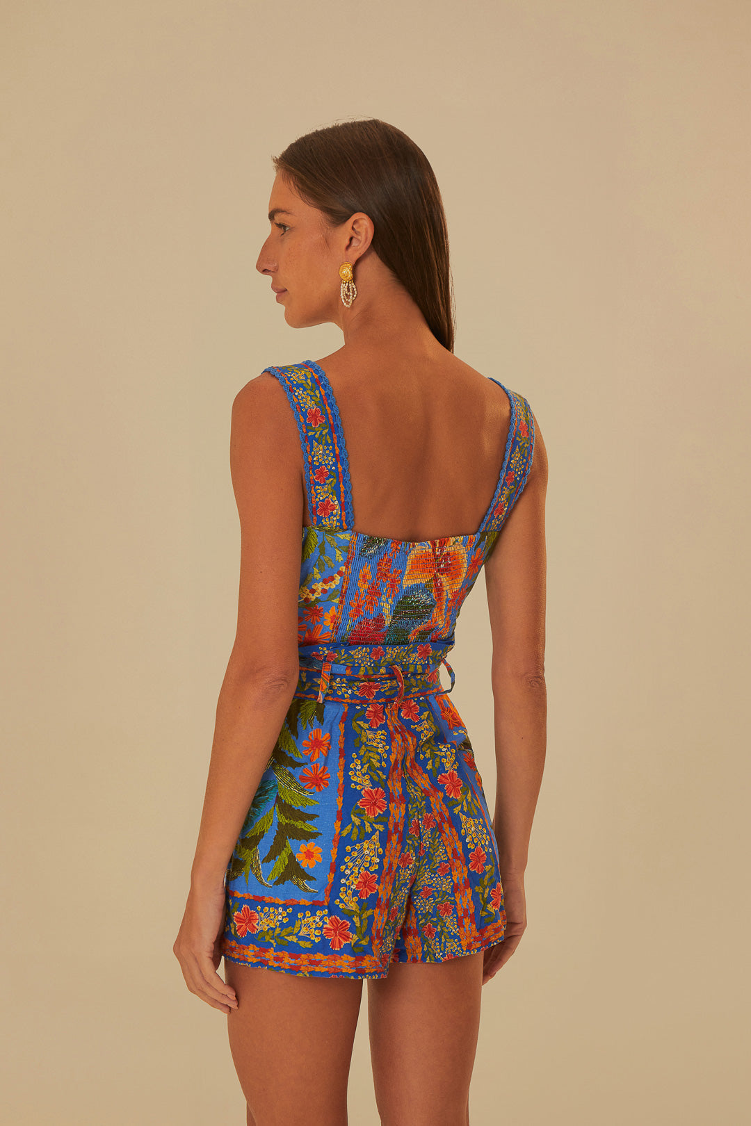 Stitched Garden Blue Romper