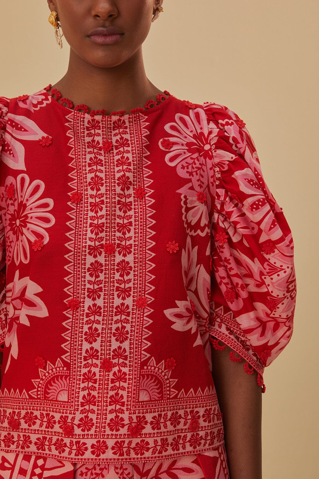 Flora Tapestry Red Blouse
