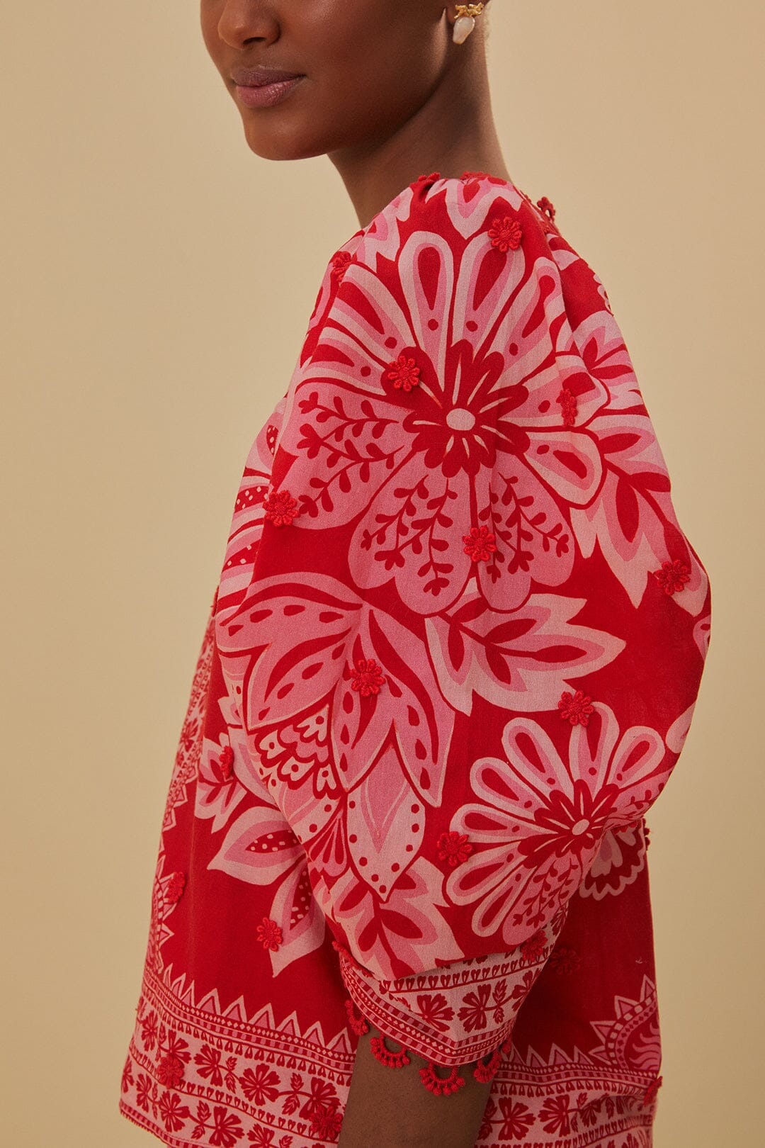 Flora Tapestry Red Blouse