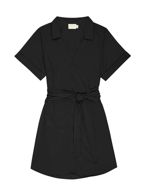 Nida Wrapped Button Up in Jet Black