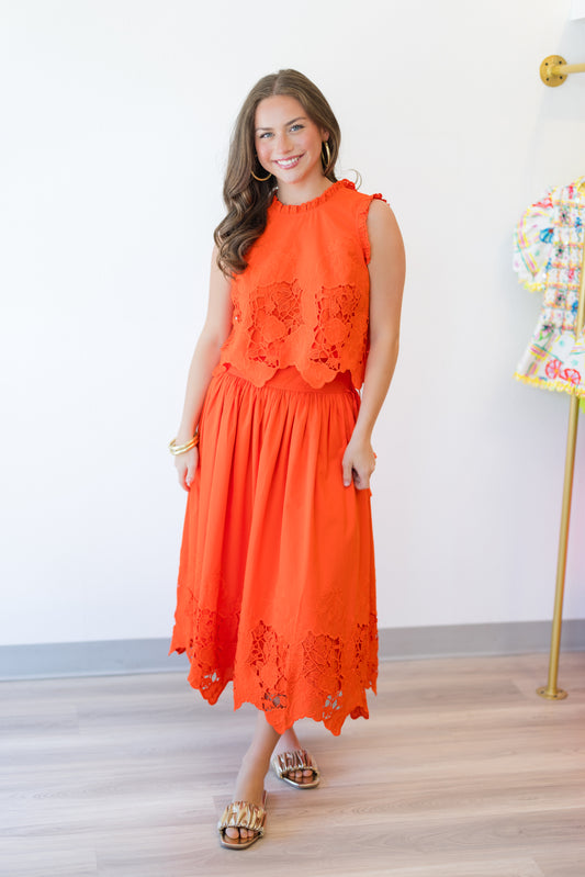 FINAL SALE Nathalie Skirt in Tangerine Tango