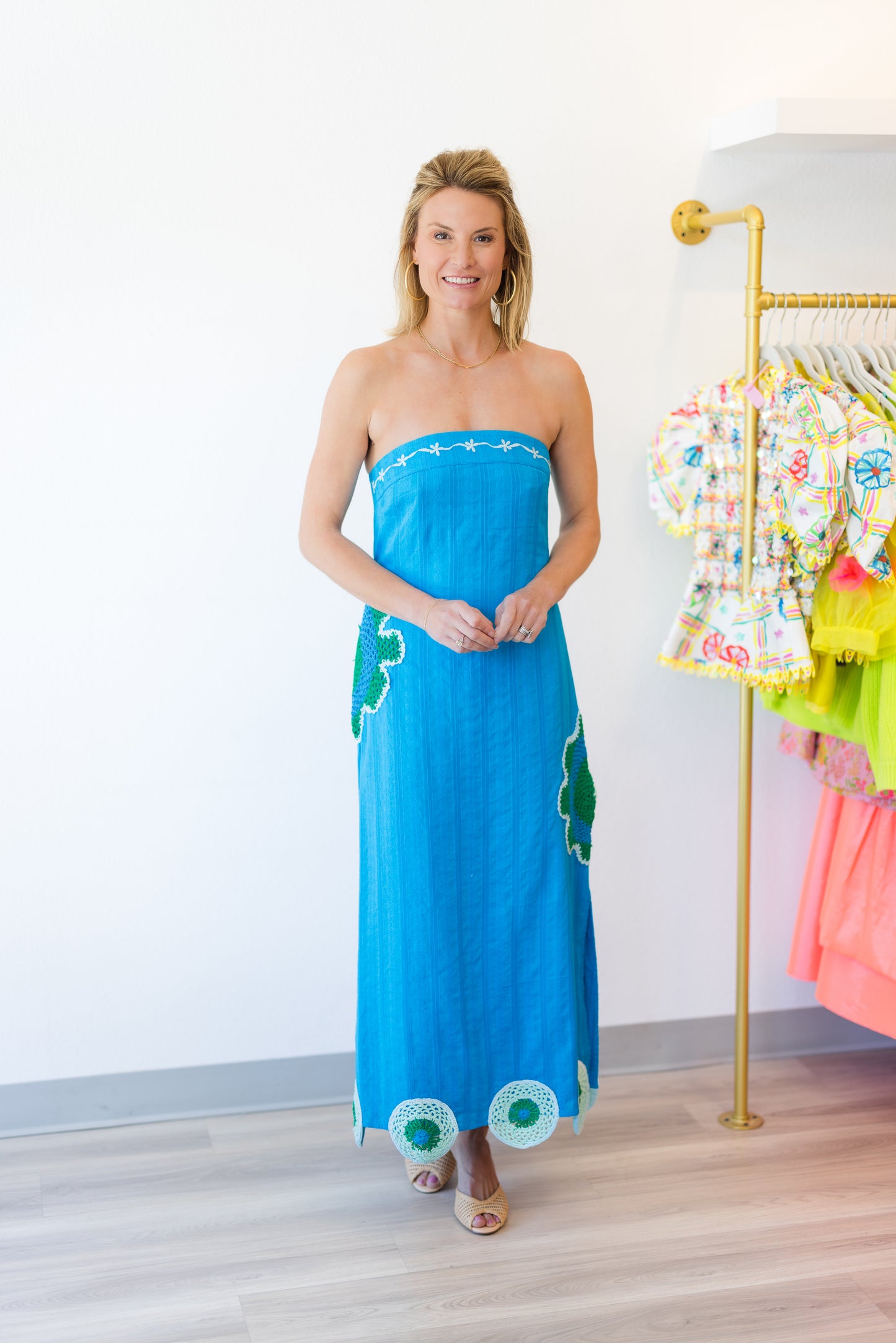 FINAL SALE Wess Midi in Cobalt Embroidery