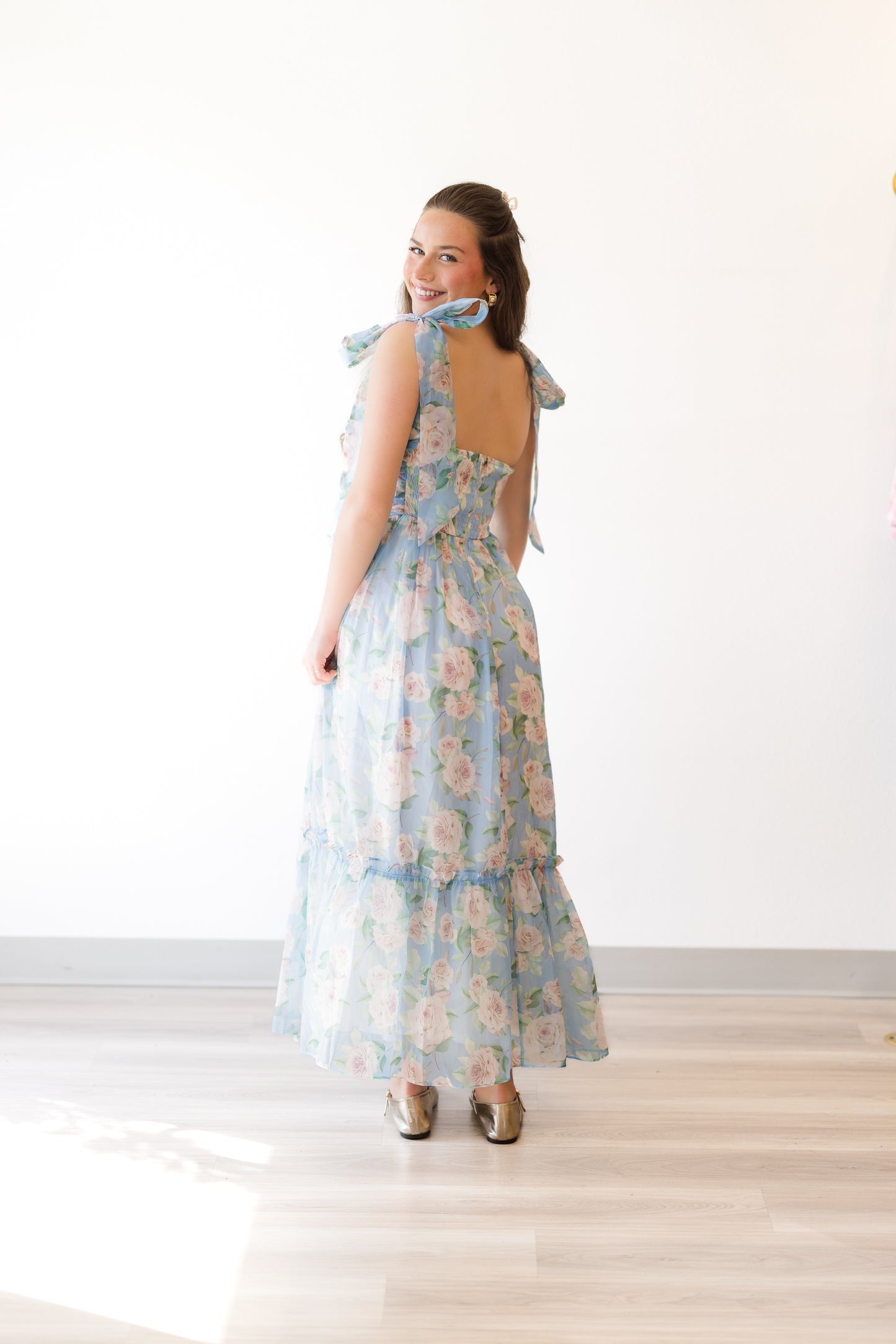 Delicate Floral Tiered Mini Dress