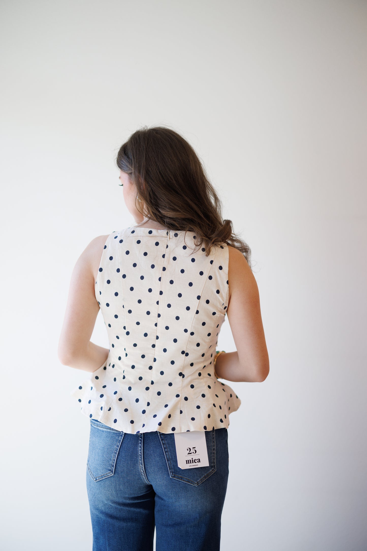 Sandy Sleeveless Polka Dot Top in Cream