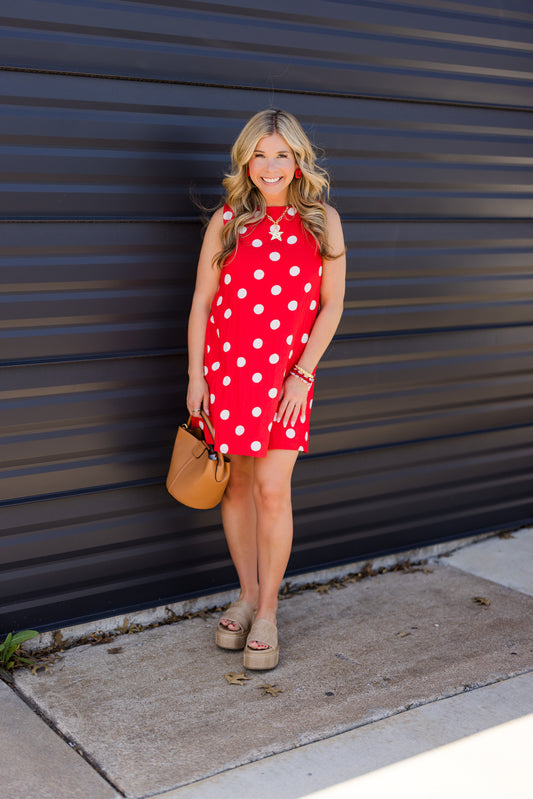 Red Polka Dot Shift Dress