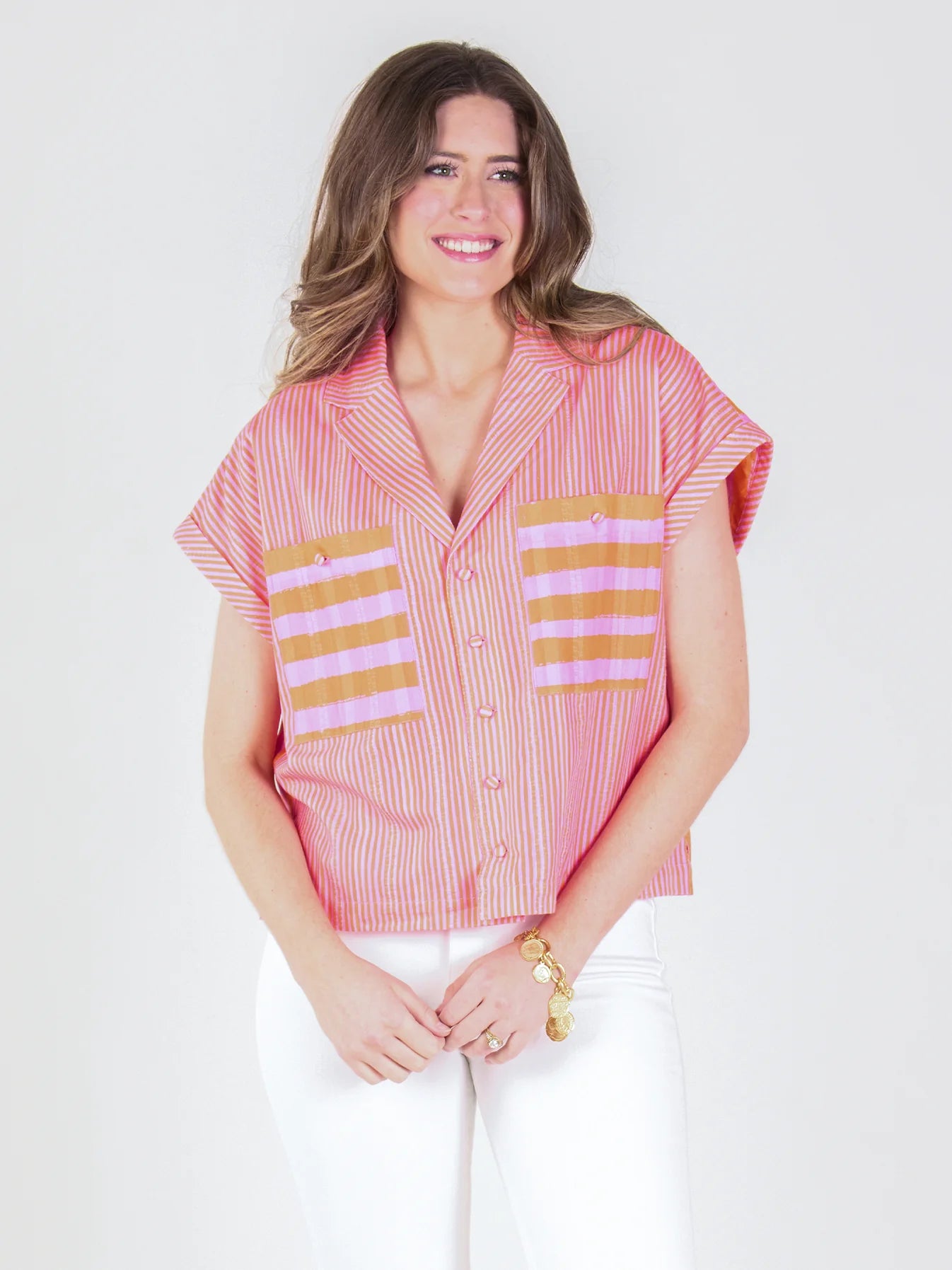 Luna Top in Coral Pink Stripe