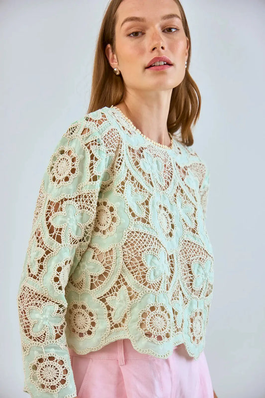 FINAL SALE Pippa Top in Lagoon Lace