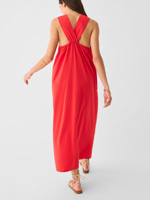 Bay Twist Seersucker Dress in Red