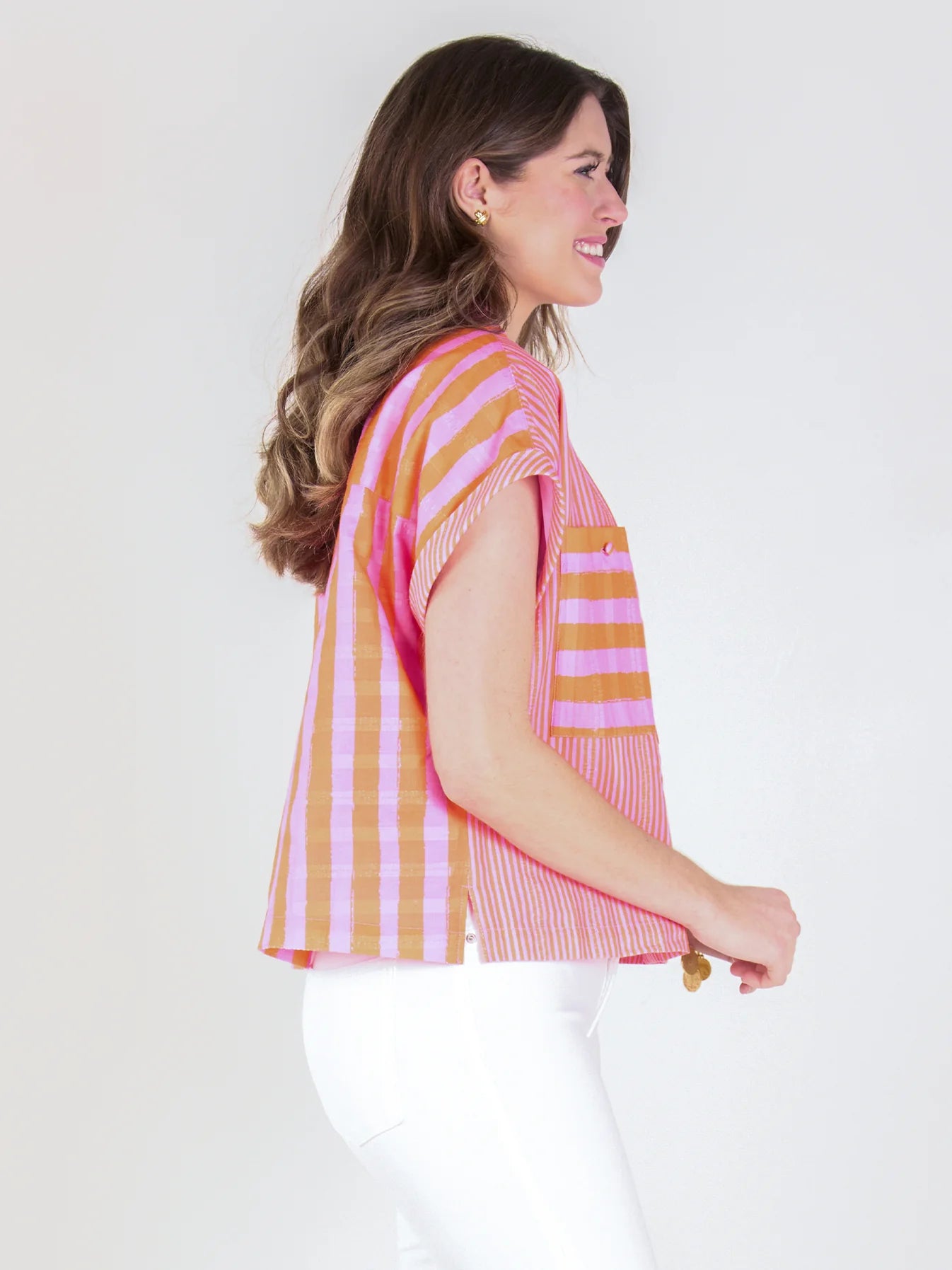 Luna Top in Coral Pink Stripe