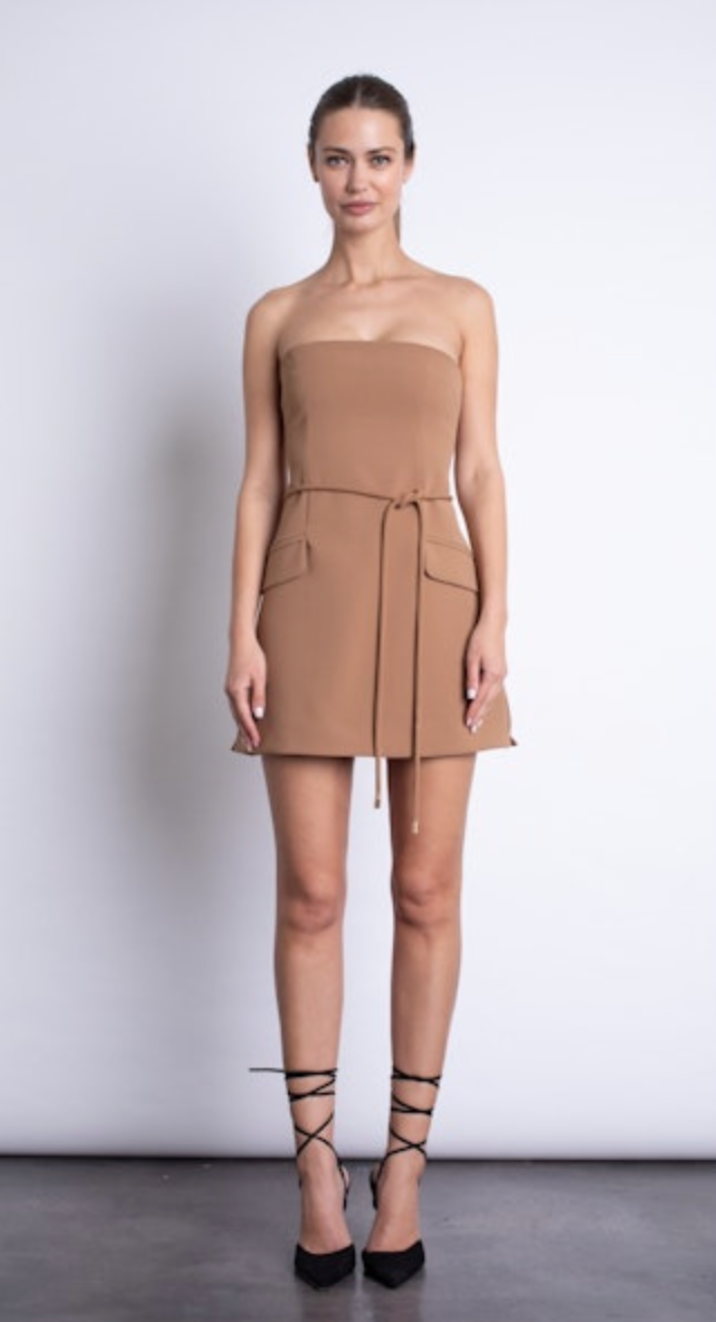 FINAL SALE Nadia Mini Dress in Camel