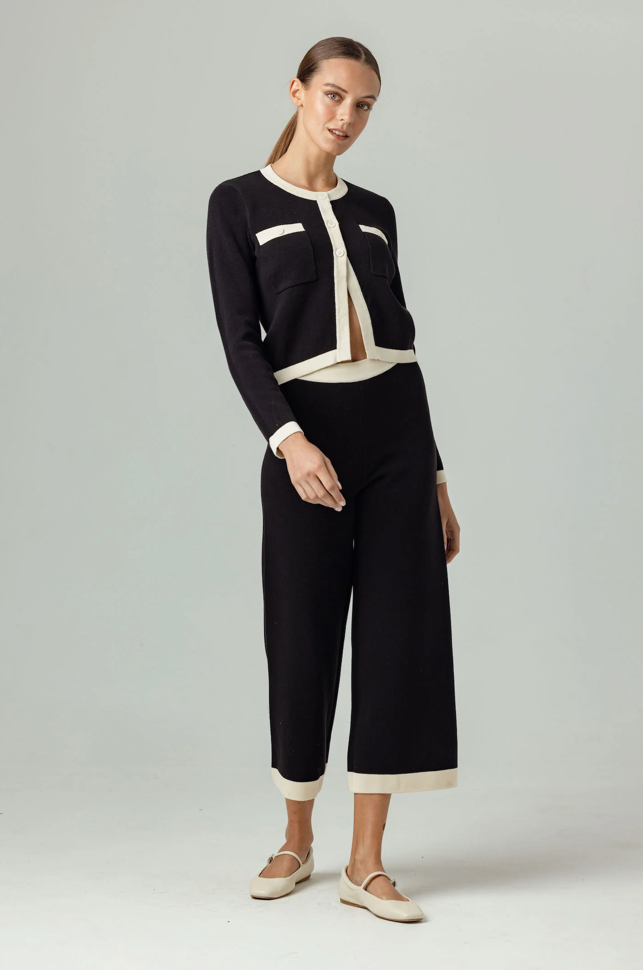 FINAL SALE Cosette Pants in Black/Cream
