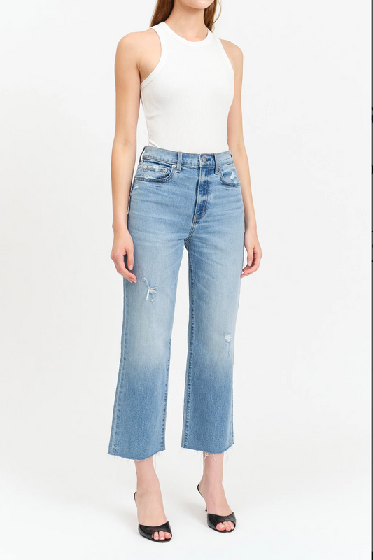 FINAL SALE Shy Girl High Rise Crop Flare in Marina Vintage