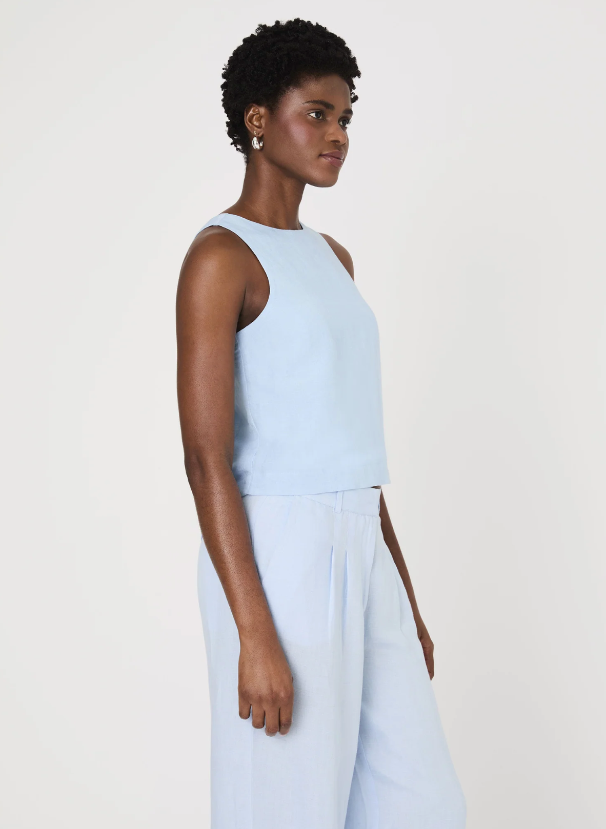FINAL SALE Birdie Linen Swing Top in Blue