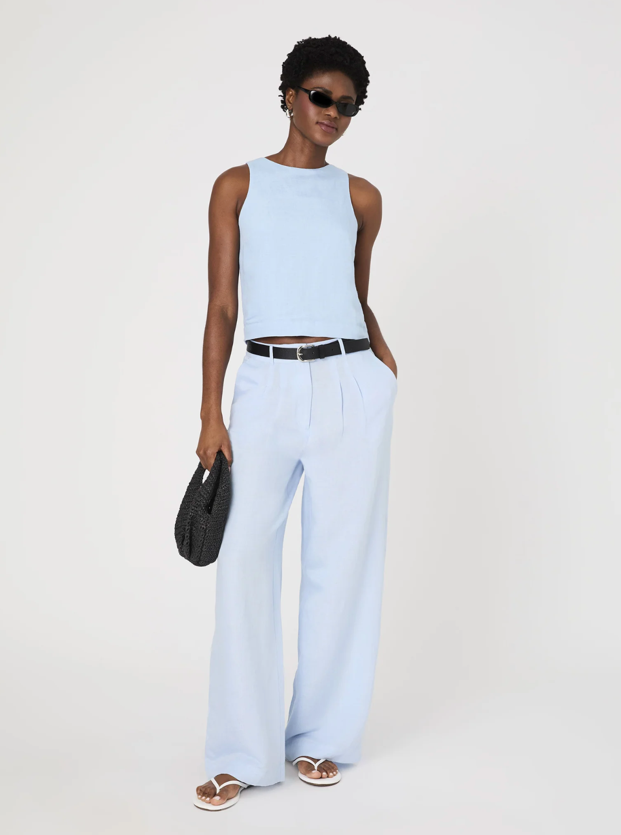 FINAL SALE Birdie Linen Swing Top in Blue