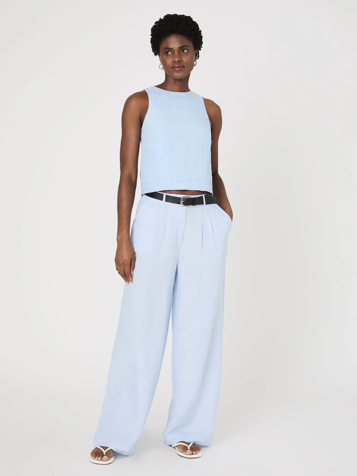 FINAL SALE Birdie Linen Swing Top in Blue