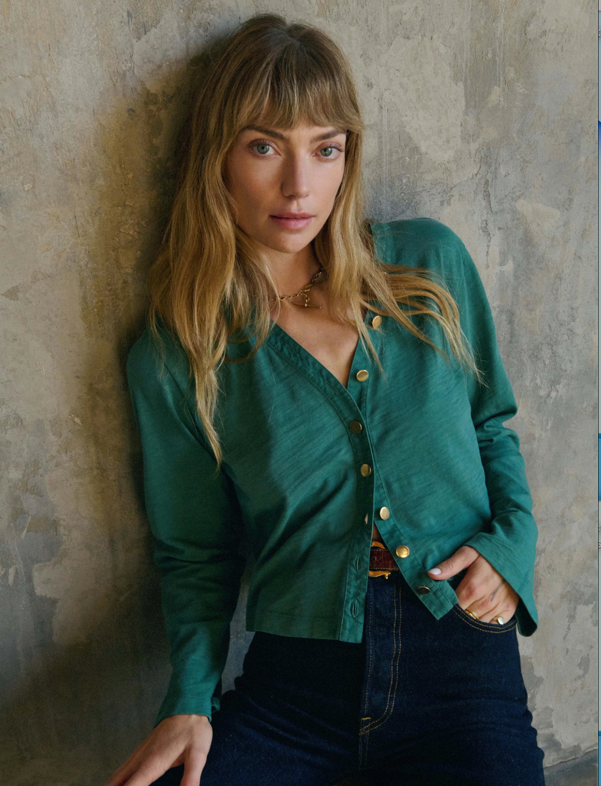 FINAL SALE Marlowe Long Sleeve Shirt in Spruce