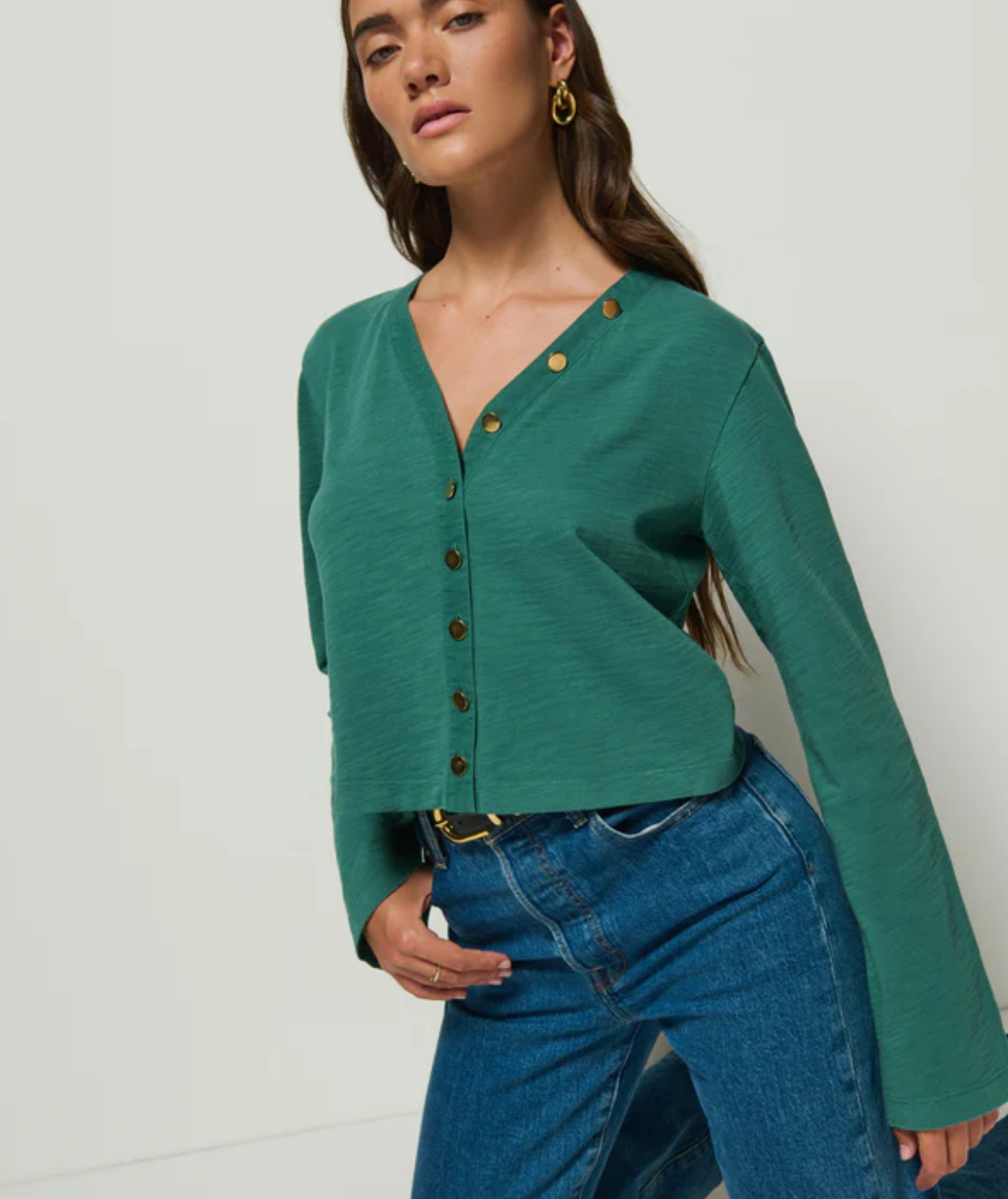 FINAL SALE Marlowe Long Sleeve Shirt in Spruce