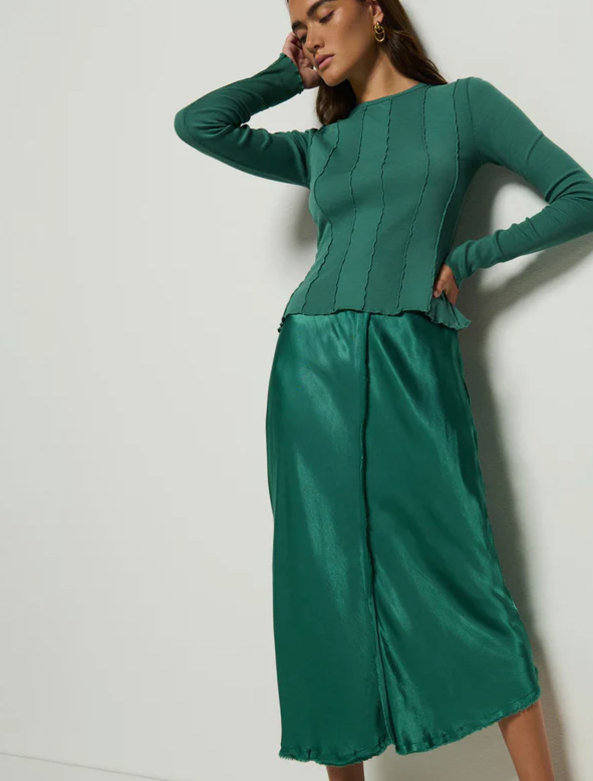 FINAL SALE Lola Seamed Skirt in Spruce