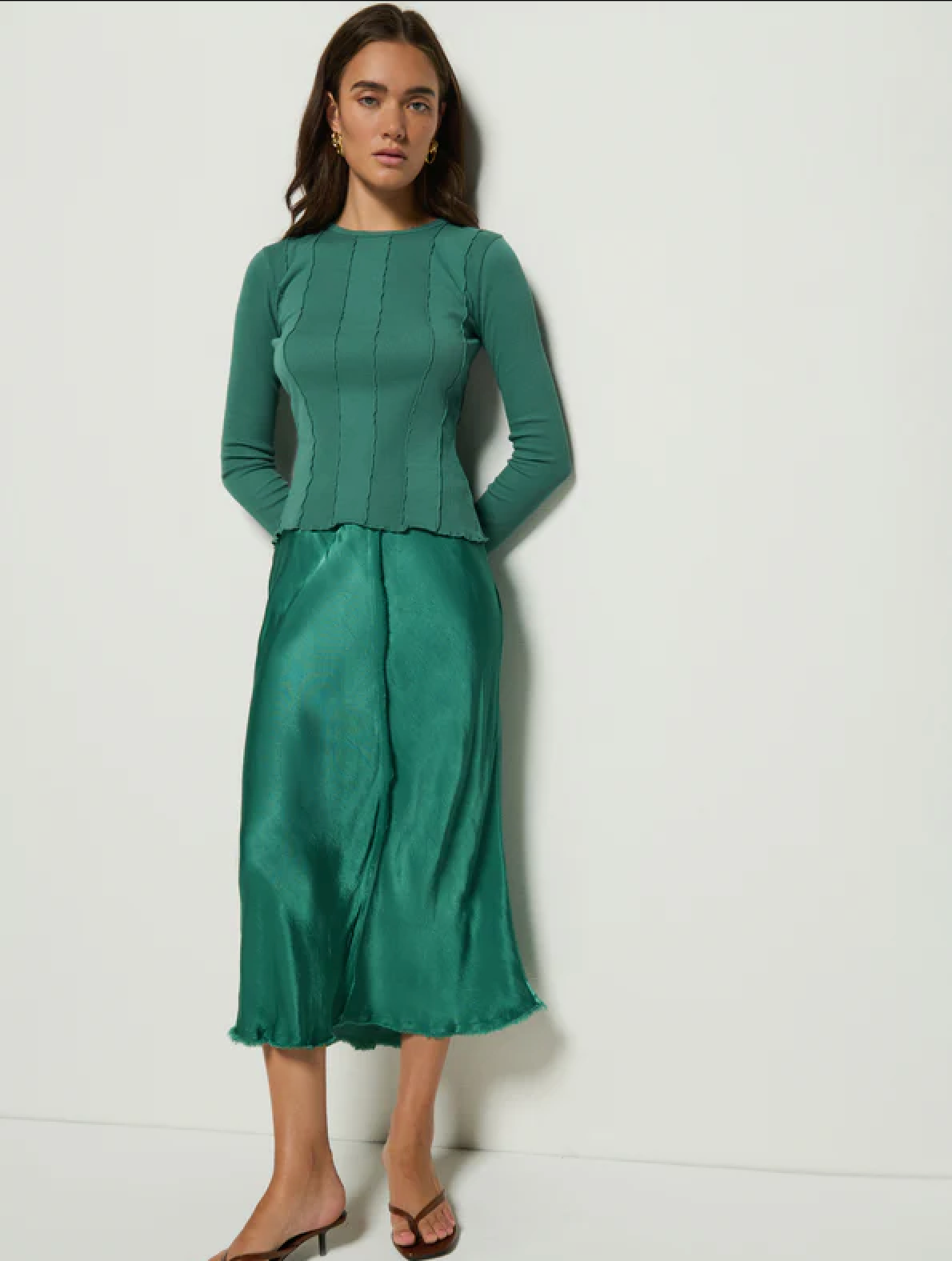 FINAL SALE Lola Seamed Skirt in Spruce