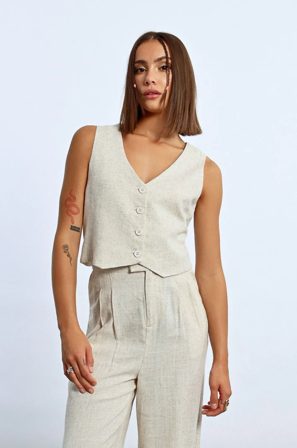 FINAL SALE Maci Beige Linen Vest