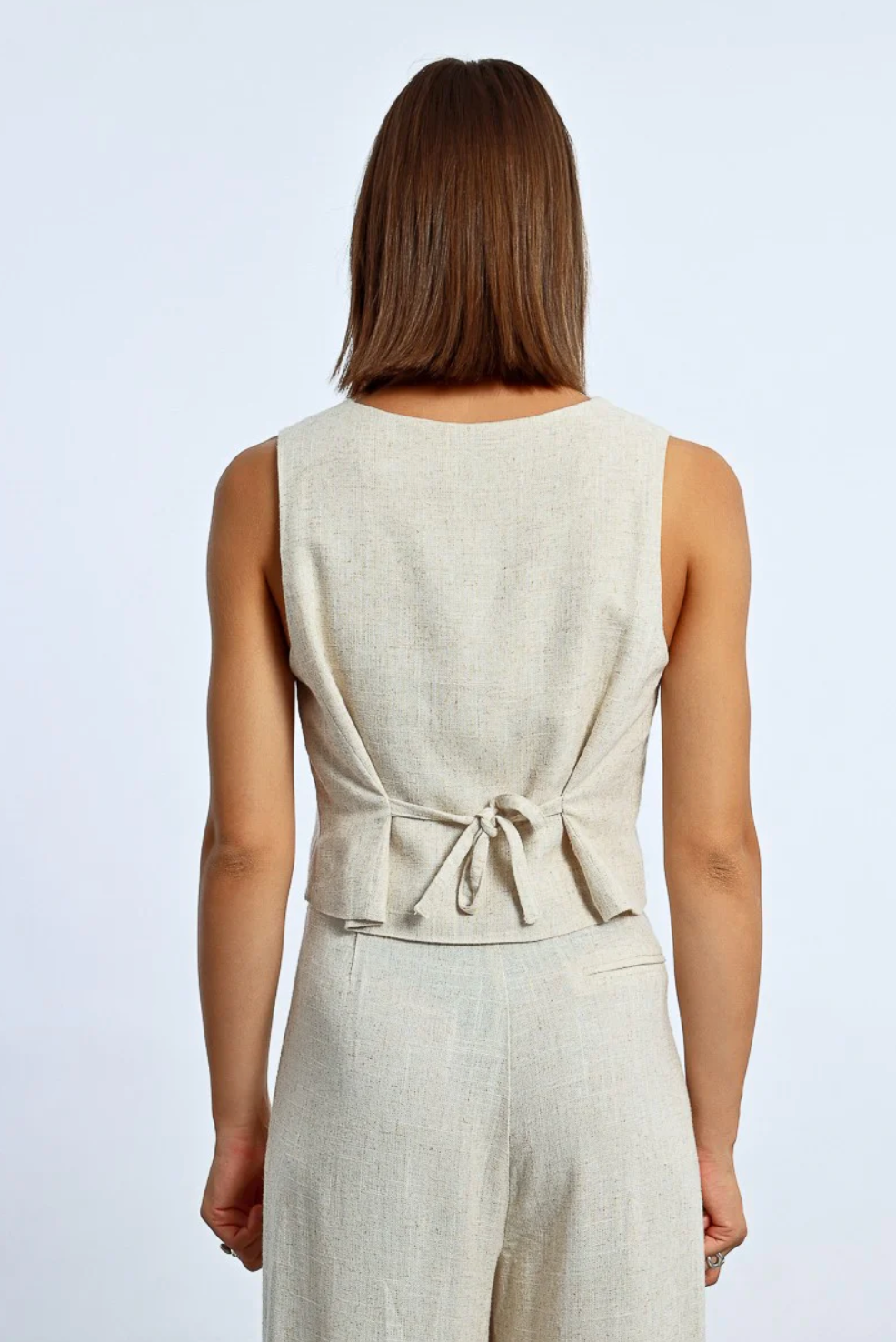 FINAL SALE Maci Beige Linen Vest