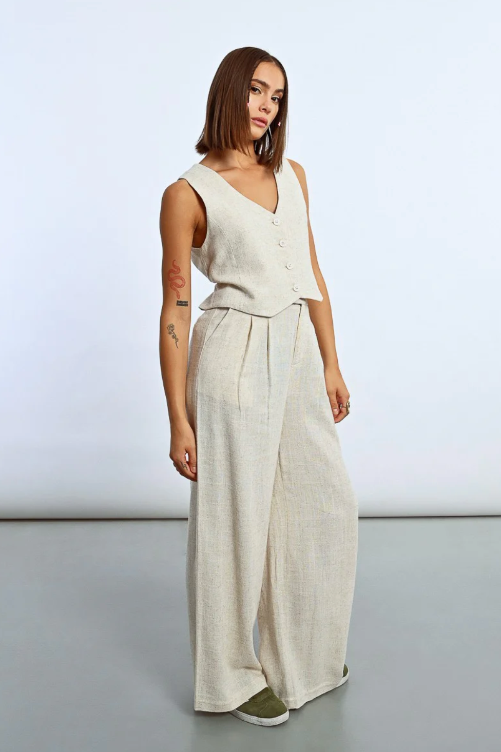 FINAL SALE Maci Beige Linen Vest